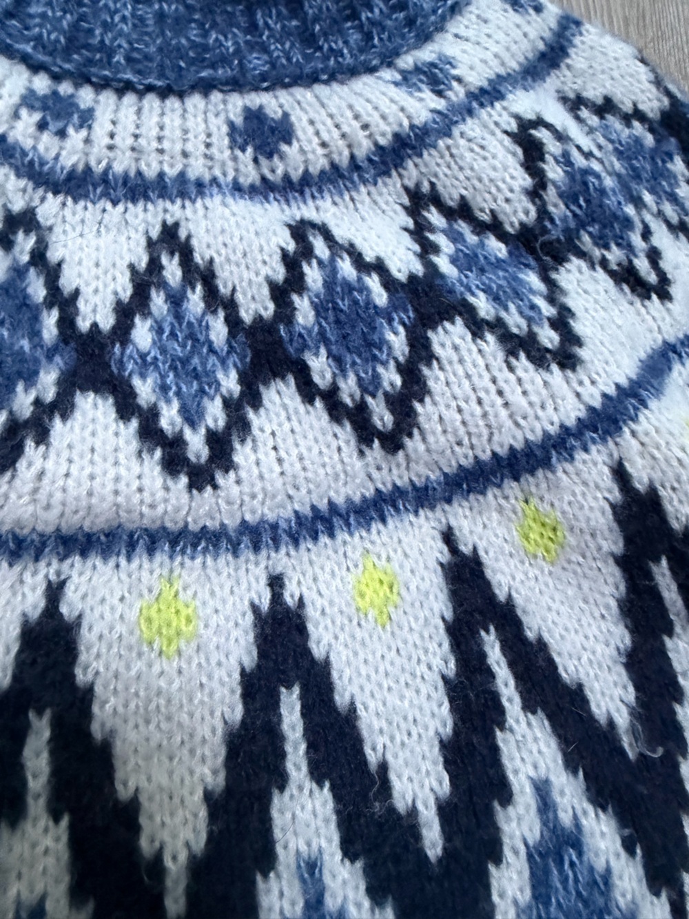 American Eagle Snow Stopper Sweater Blue Fair Isle apres ski aspen cozy mockneck - Picture 8 of 8